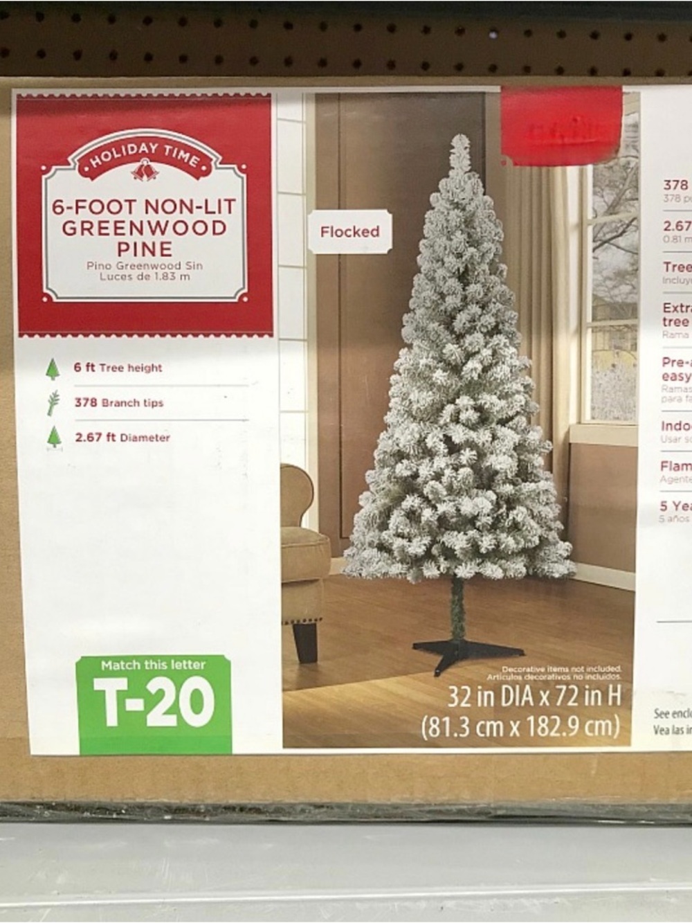 6 foot White Fluffy Snow Flocked Pine Artificial Christmas Tree Un-Lit Brand new - Picture 3 of 5